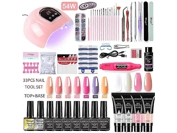 25 26 Manicure Set For Nail Extensions Gel Polish Poly With Lamp Kits Tools 11 GOKOCO