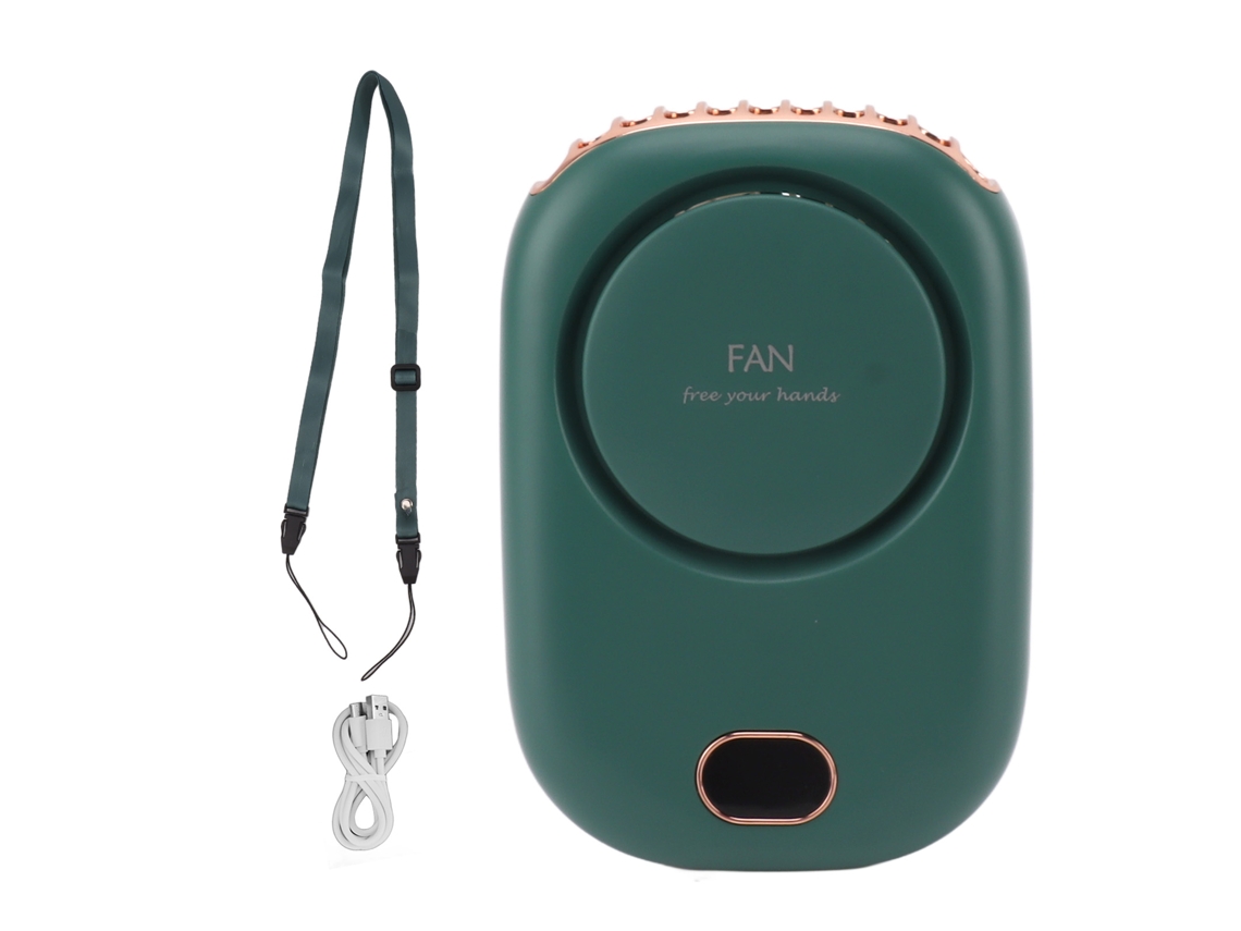 Ventilador de Pescoço Portátil Usb 3 Velocidades Verde Recarregável
