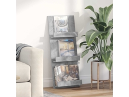 Vidaxl Estante De Revistas Com Prateleira Cinzento 43 X 11 X 102 Cm