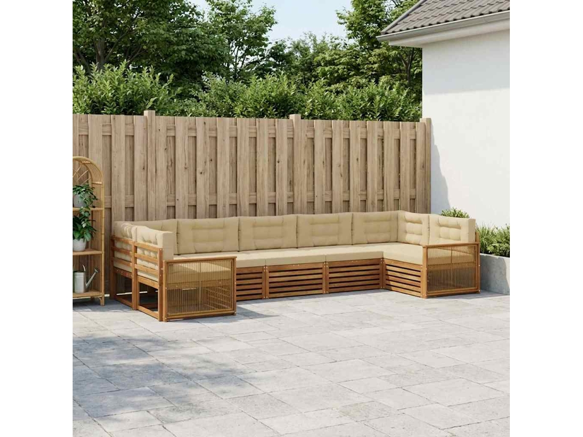 Vidaxl Conjunto De Sofás Para Exterior 7 Pcs Natural E Bege