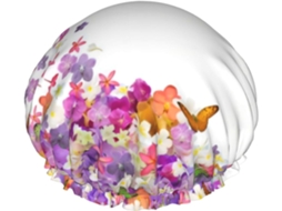 Touca De Banho Com Estampa Borboletas E Flores – Reutilizável, Dupla Camada, Essencial Para Viagens, Ideal Para Hotéis E