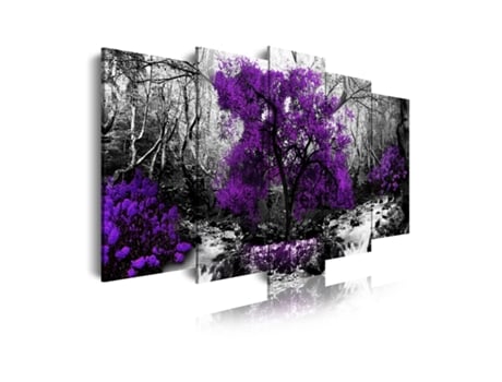 Quadro Moderno DEKOART Natureza Preto e Branco, Árvores Violetas Púrpura (150 X 80cm)