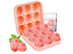 2026 bandeja de Gelo de Silicone com Tampa em Forma de Rosa 9 Cavi dades para Bebidas e Alimentos Bebê