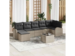 Vidaxl Conjunto De Sofá De Jardim Com Almofada 8 Pcs Cinzento-claro