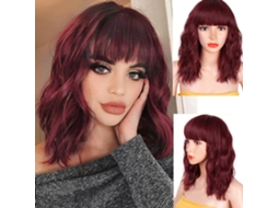 Peruca Bob Curta Cacheada com Franja Ondulada 2026, Cabelo Sintético Resistente ao Calor, Comprimento Natural nos Ombros para Mulheres