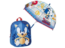Conjunto de mochila 3D infantil Blue Sonic guarda-chuva bolha combinando LICENCIAS INFANTILES