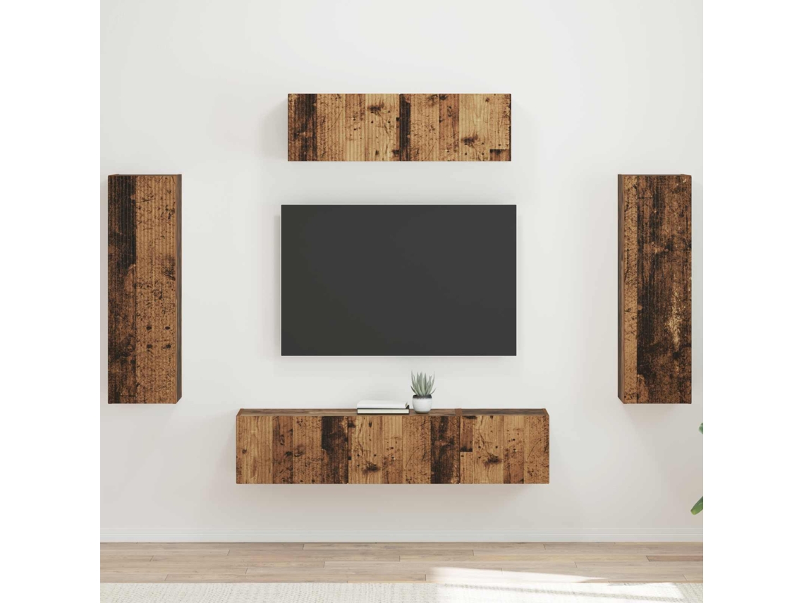 Vidaxl Gabinete Para Tv 5 Unid. Madeira Antiga