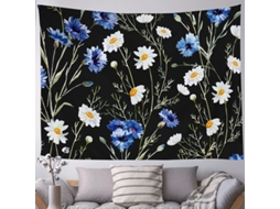 Tapestry Floral Negro Trippy, Manta Bohemia Hippie Psicodélica Com Margaritas Para Parede