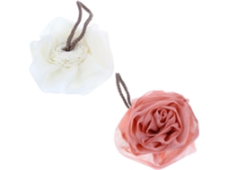 Conjunto De 2 Bombas De Banho Em Formato De Flor Branca Com Espuma Abundante, Cordão Para Pendurar E Esponjas.