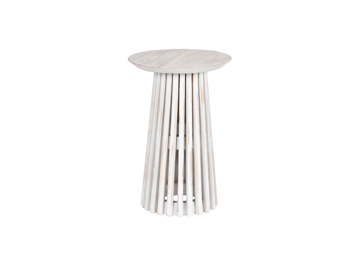 Mesa de Apoio Pequena HOME ESPRIT Branco Madeira de Cedro 40 X 40 X 60 Cm