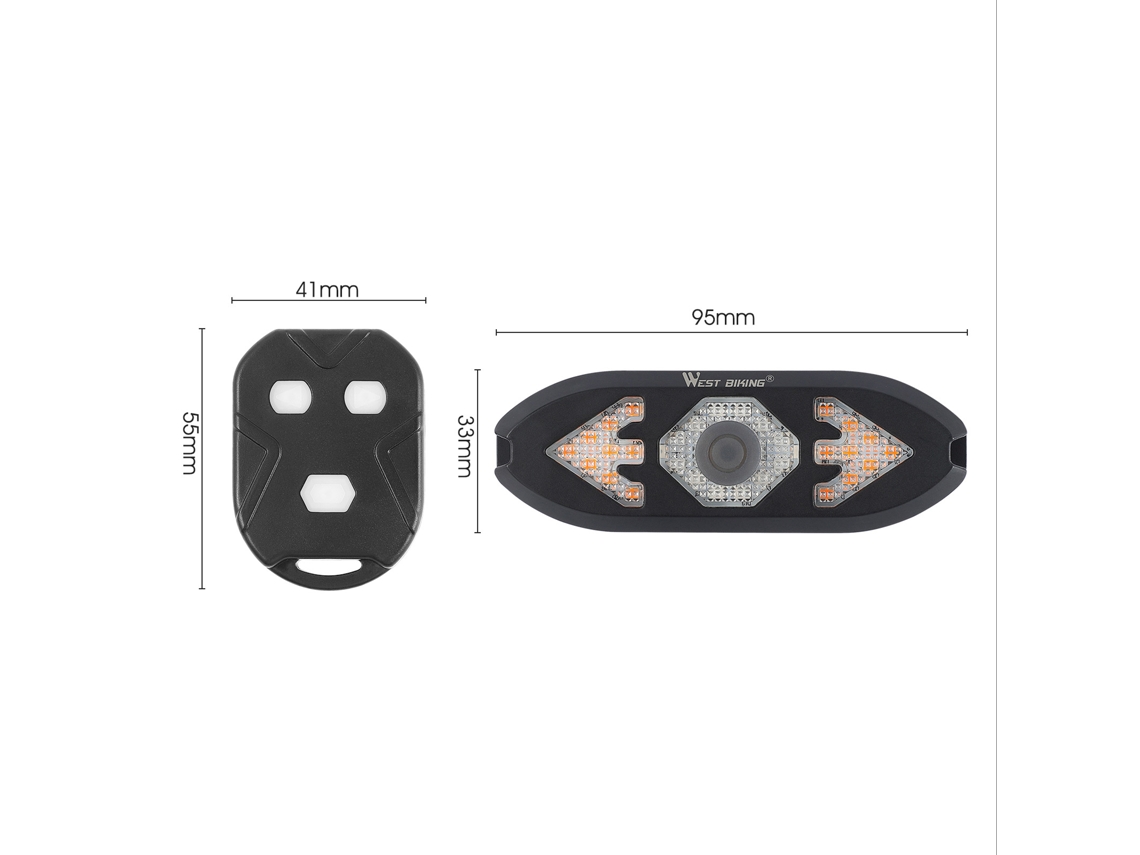Luz Traseira Para Bicicleta Com Sinal De Virada E Buzina Controle Remoto Acessório Bike Ipx4