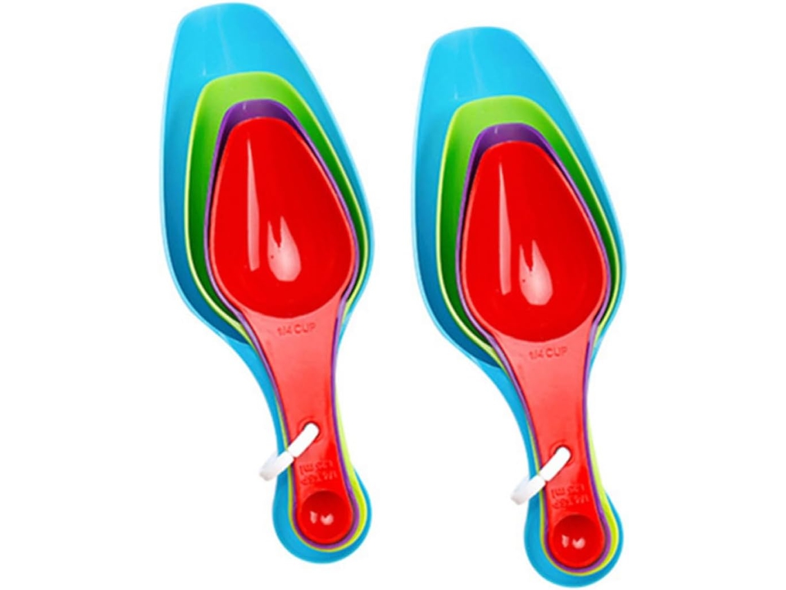 Conjunto De 2 Colheres Medidoras Com Ponta Dupla, Em Plástico Resistente E Com Cabo Ergonômico, Ideais Cozinhar E