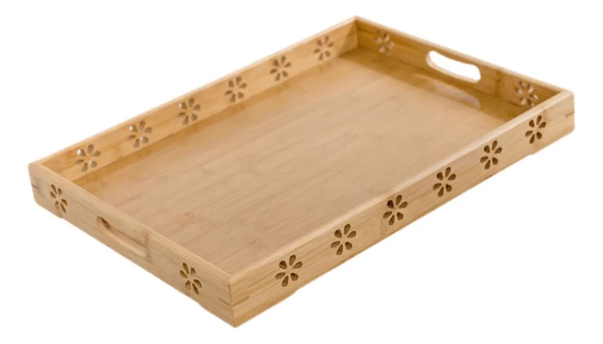Bandeja De Bambu Para Servir, Bandeja Para 33 X 22 X 5 Cmslowmoose
