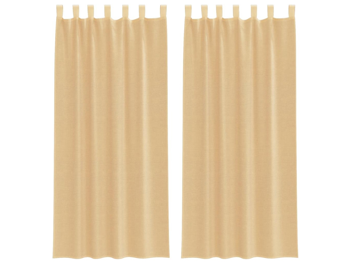 Maison Exclusive - Cortinas De Voile Com Laços 2 Pcs Areia 140x245 Cm