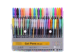 Conjunto de 48 Canetas de Gel com Glitter LAXISCREED