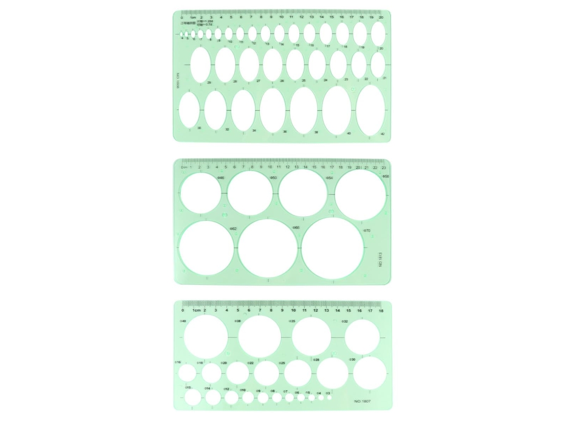 Kit De Réguas Para Desenho Arquitetônico Com 3 Peças, Incluindo Gabarito Circular, Gabaritos De Construção E Réguas