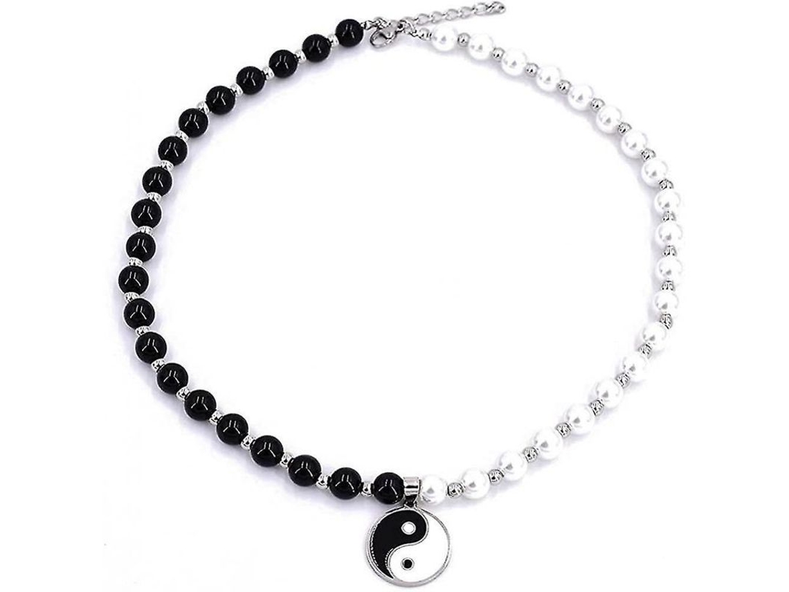 2026-collar De Perlas Falsas Yin Yang Para Homem E Mulher, Joias De Aço Inoxidável, Cadeia 50+5cm