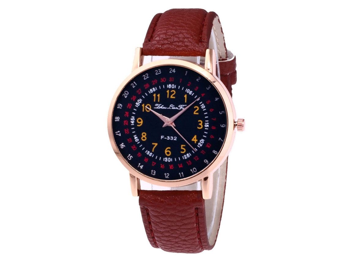 Reloj Analógico De Cuarzo Hombre Con Correa De Cuero Pu Café