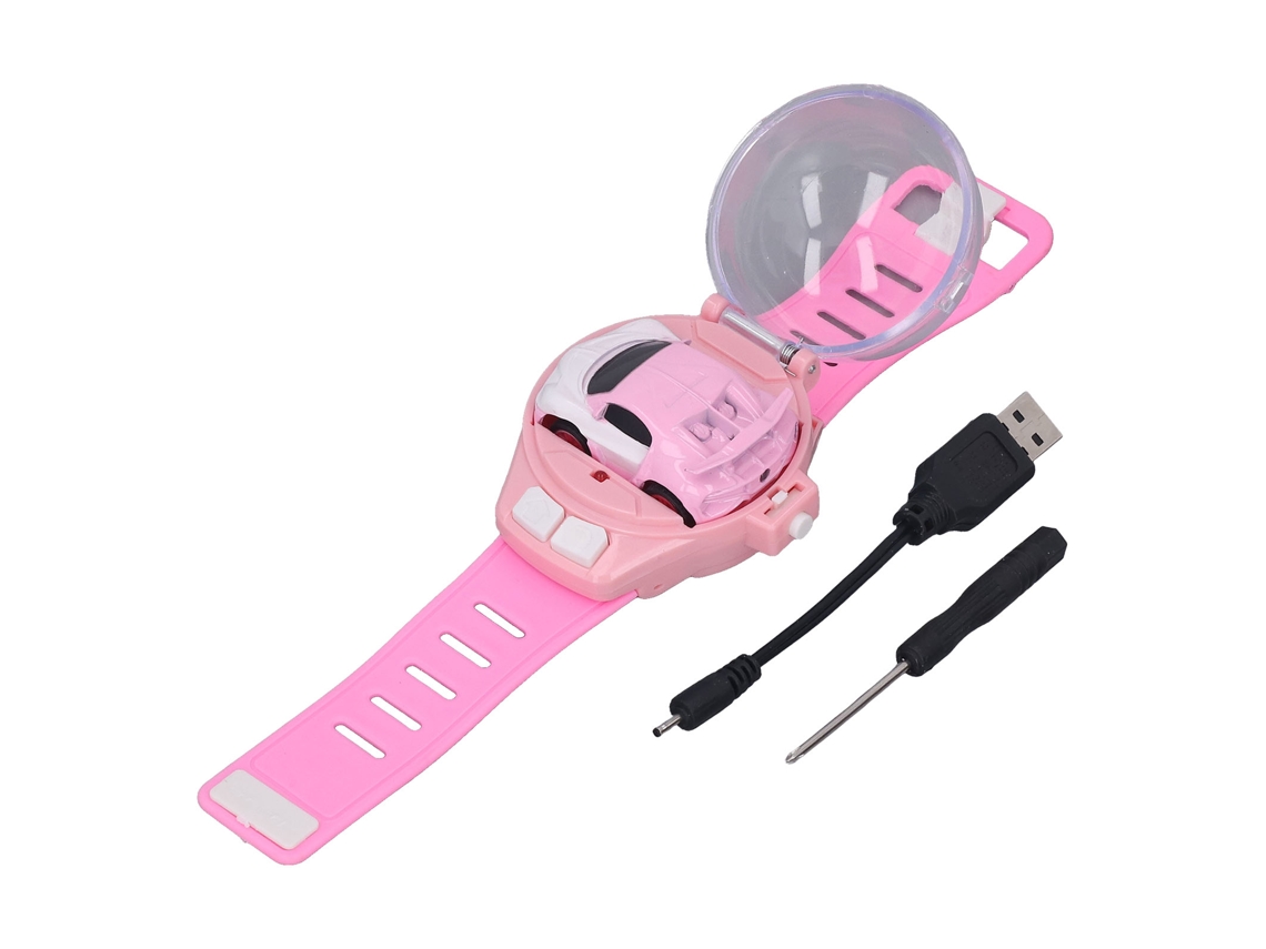 Carro Controle Remoto Mini Relógio Brinquedo Rosa 2.4ghz