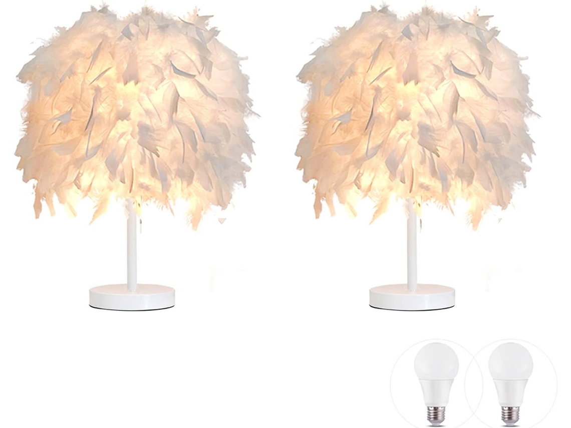 Luz De Mesa De Penas Conjunto 2 Unidades Luz Cabeceira Decoração Quarto