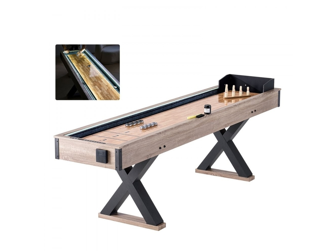 Mesa De Jogos Shuffleboard E Boliche 2 Em 1 274 Cm Com Led Tekmaquinas