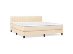 Cama box spring VIDAXL Creme Tecido (180x200 cm)