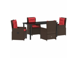 Maison Exclusive - Conjunto De Jantar Para Jardim 5 Pcs Castanho Rattan Sintético