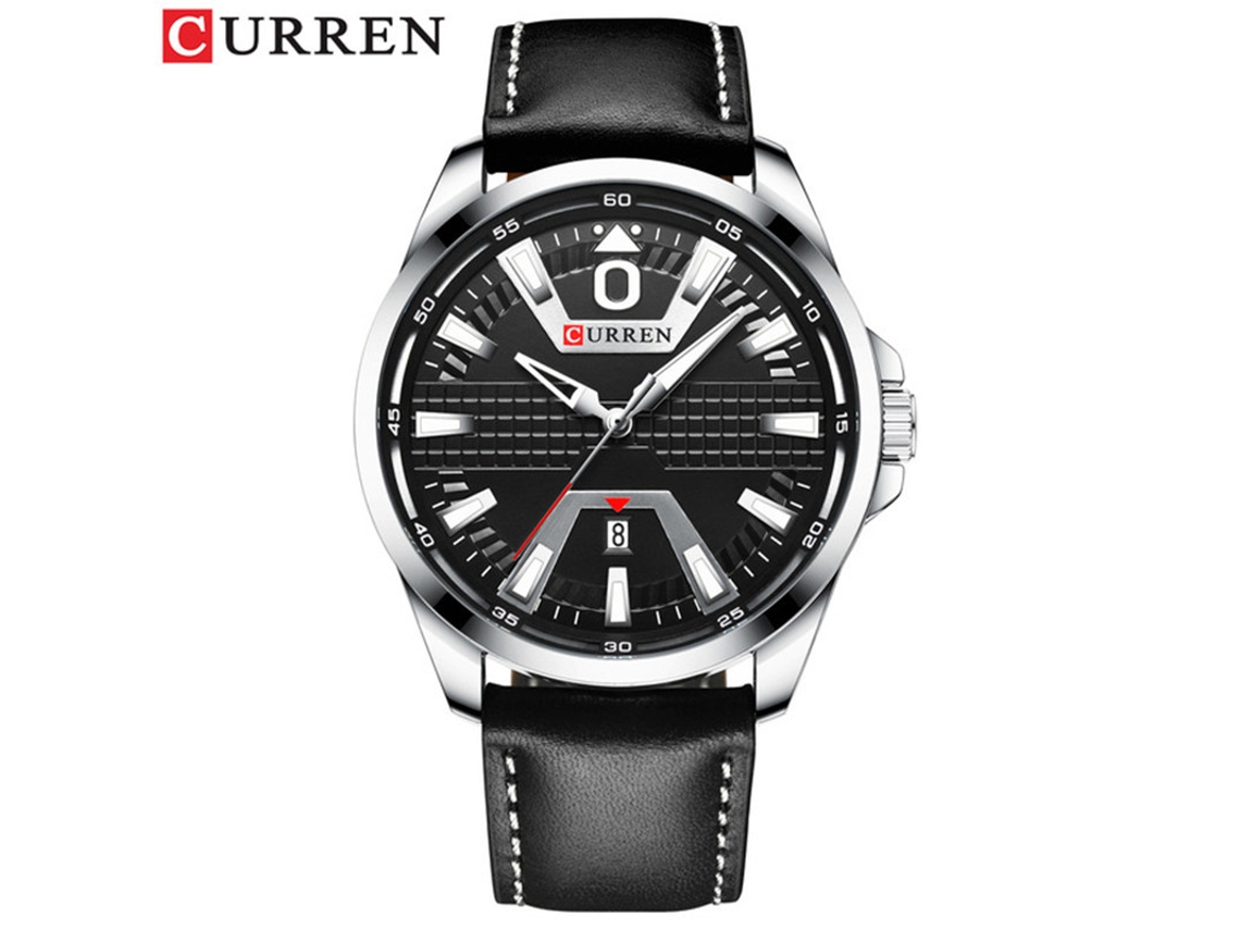 Relógio de Quartzo À Prova D'água , Pulseira Fina de Couro, Relógio Masculino de Negócios Elegante. MDUG (prateado e Preto)