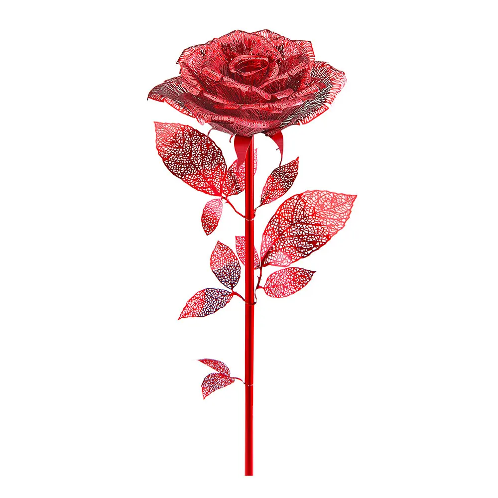 Quebra-cabeça 3d De Metal (rosa Vermelha) - Kit De Montagem De Modelo De Rosa - Brinquedo De Quebra-cabeça Faça Você Mesmo