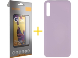 Kit Capa e Película Samsung Galaxy A50s ACCETEL Full Silicone Líquido (Roxo)