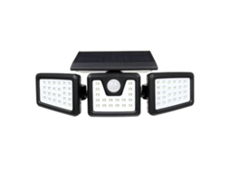 Luminária solar externa Brilvibera com sensor de movimento, 3 lâmpadas e ângulo de visão de 270°.