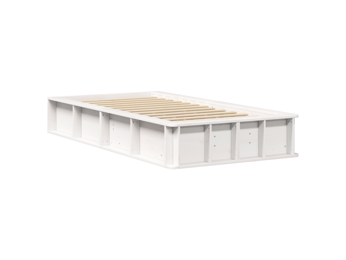 Conjunto 1 Estrutura Da Cama Vidaxl Branco Madeira De Pinho Maciça (90 X 200 Cm)