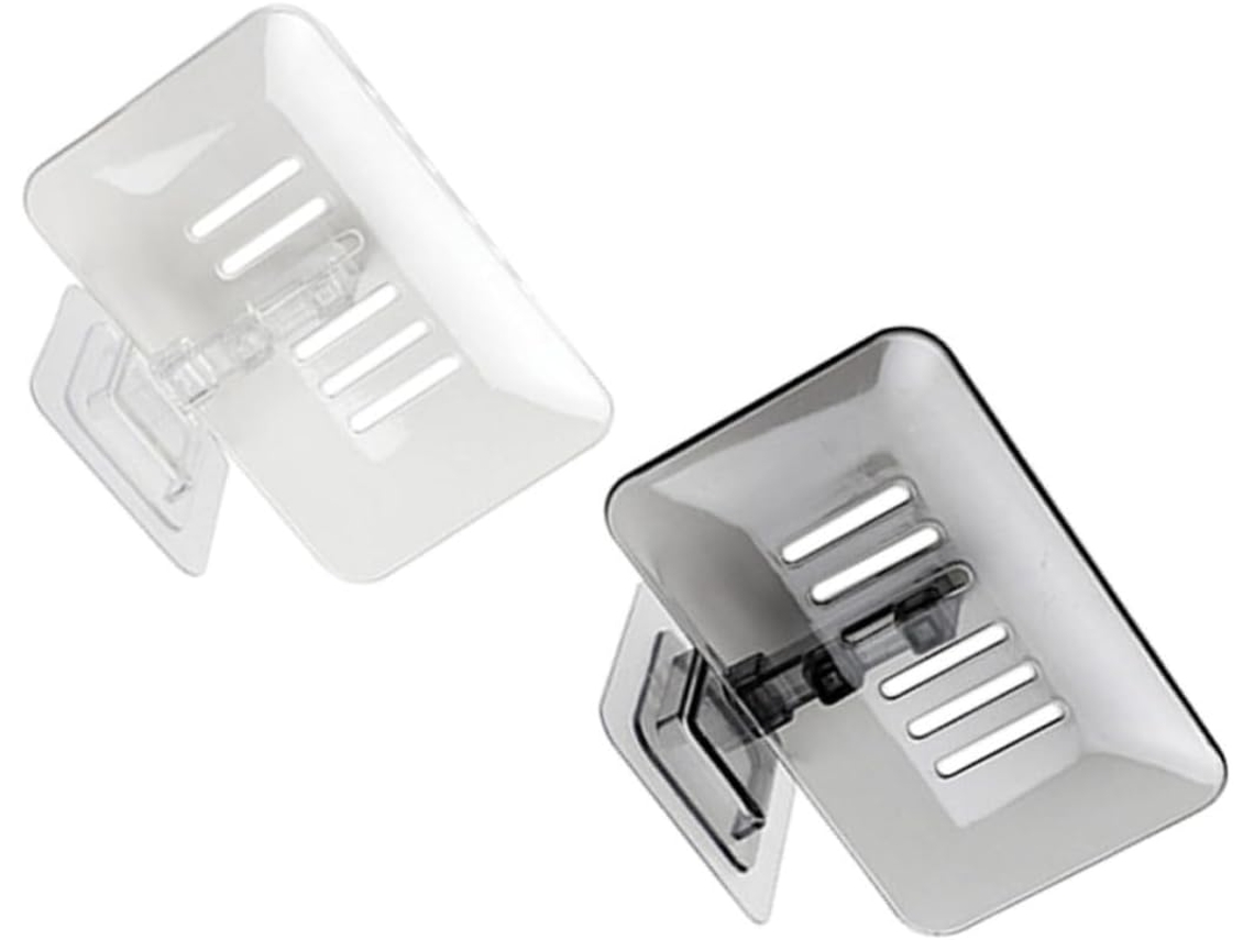 Conjunto de 2 Saboneteiras Parede em Plástico Pp, Pretas, com Sistema Drenagem, Ideais para Banheiro CHABERLU