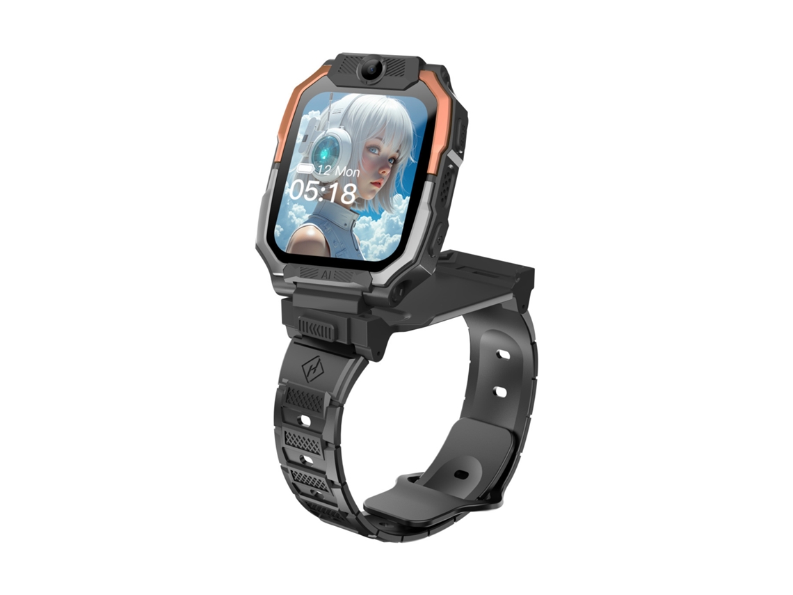 (preto) Smartwatch Infantil 4g Com Pulseira Para Pescoço E Câmera Dupla
