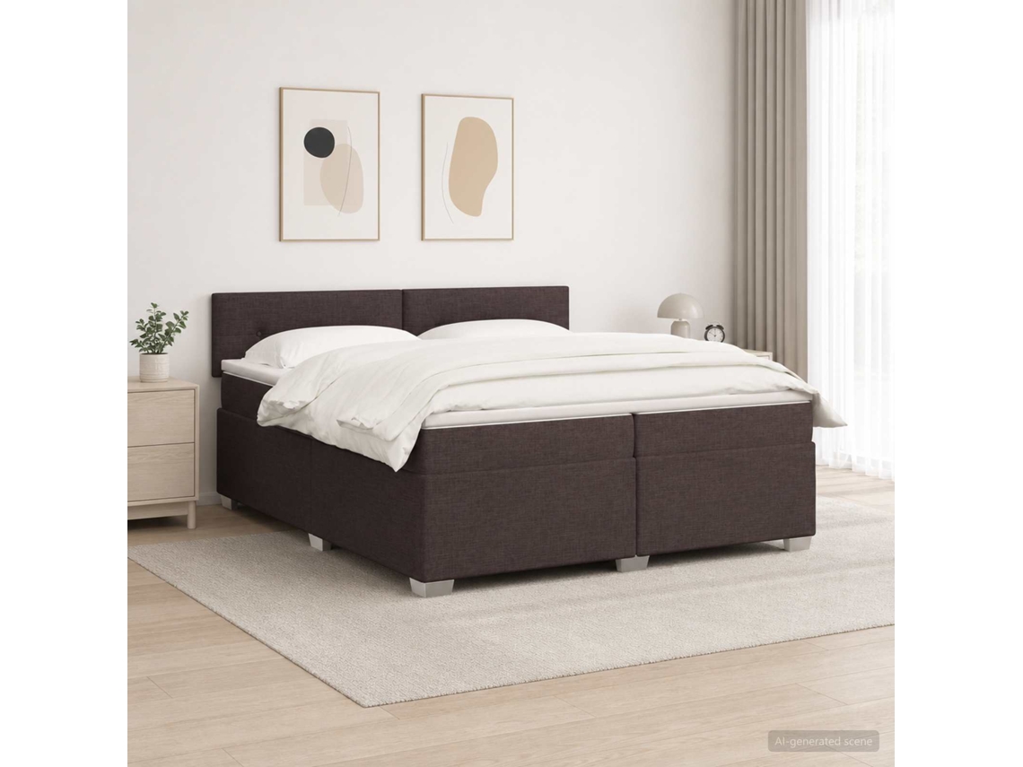 Vidaxl Cama Box Spring Com Colchão E Led Marrom Escuro 200 X 200 Cm
