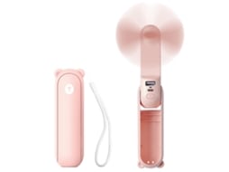 Ventilador Portátil 3 Em 1, Recarregável Via Usb, Pequeno, De Bolso, Com Bateria (14 A 21 Horas De Autonomia) E Carregador Portátil, Rosa