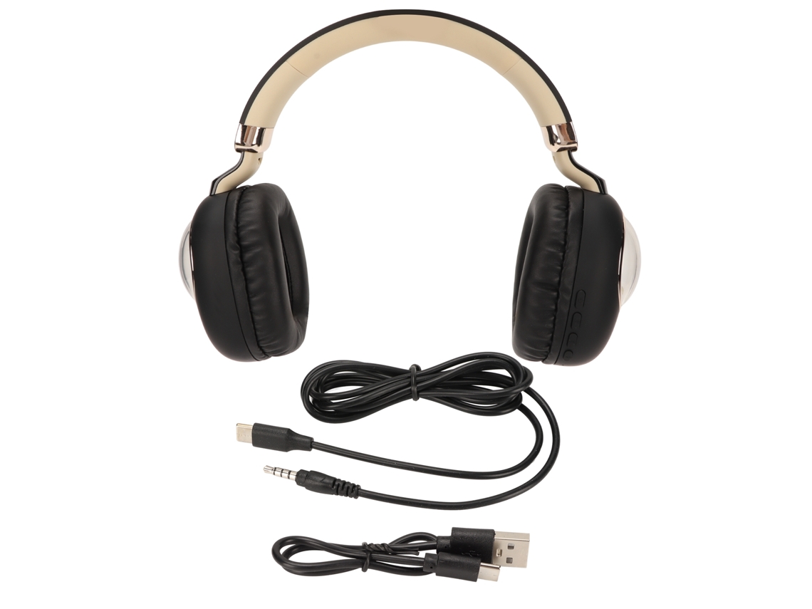 Aetheria fone de Ouvido Bluetooth Gaming com Luz Led Sem Fio e com Fio Estéreo para Jogos Filmes Música Preto