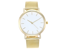 Reloj De Pulsera De Aleación Con Esfera Redonda Analógica Cuarzo Moda Oro
