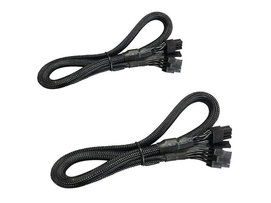 Lurelia Cabo Pcie, 2 Unidades, 8 Pinos, 60 Cm, Com Alimentação, Compatível Com Evga Supernova, Preto