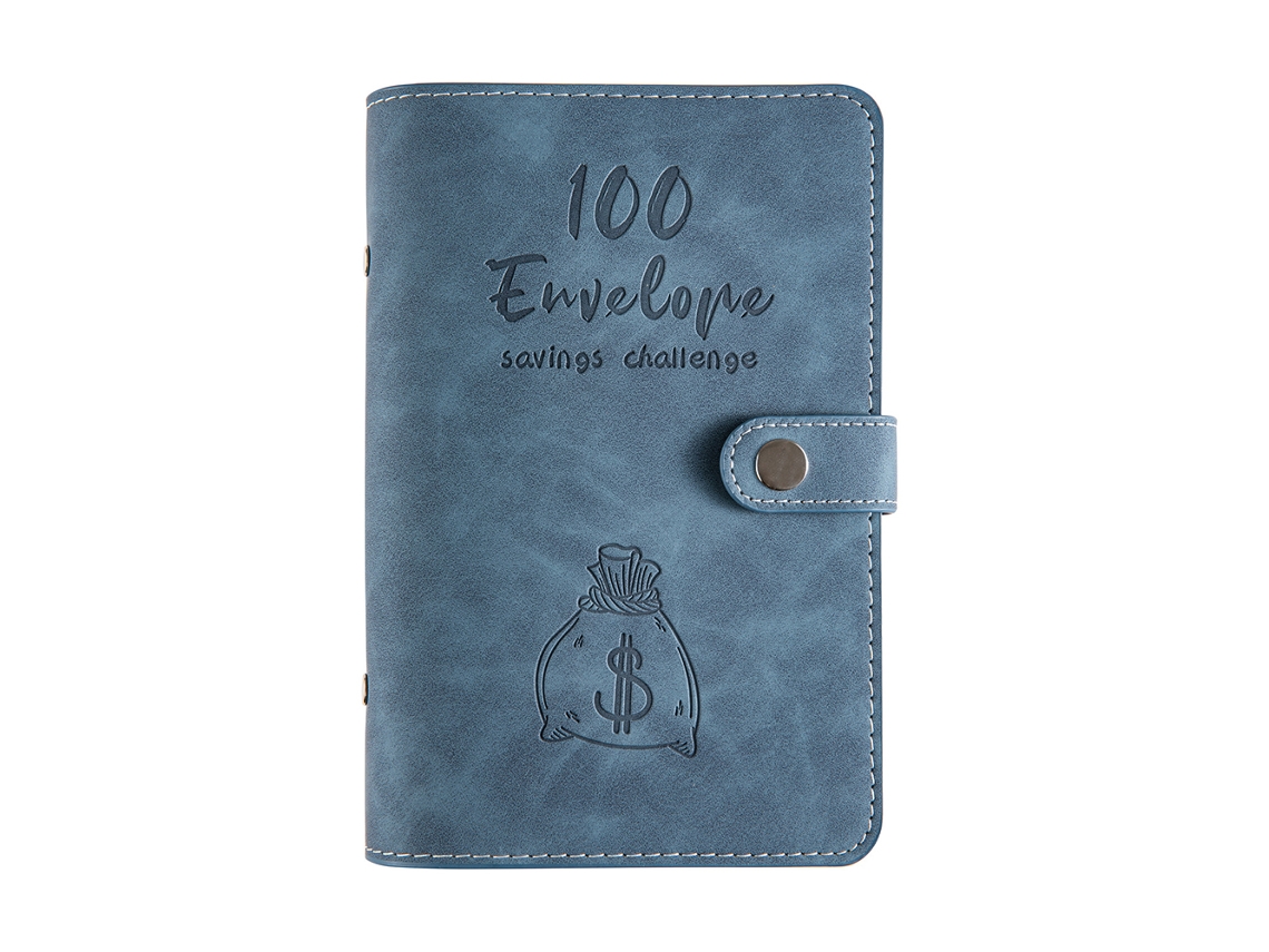 Desafio 100 Envelopes de Economia Pasta Orçamentária de Couro PU com Envelopes PVC para Economizar Dinheiro Presente Aniversário