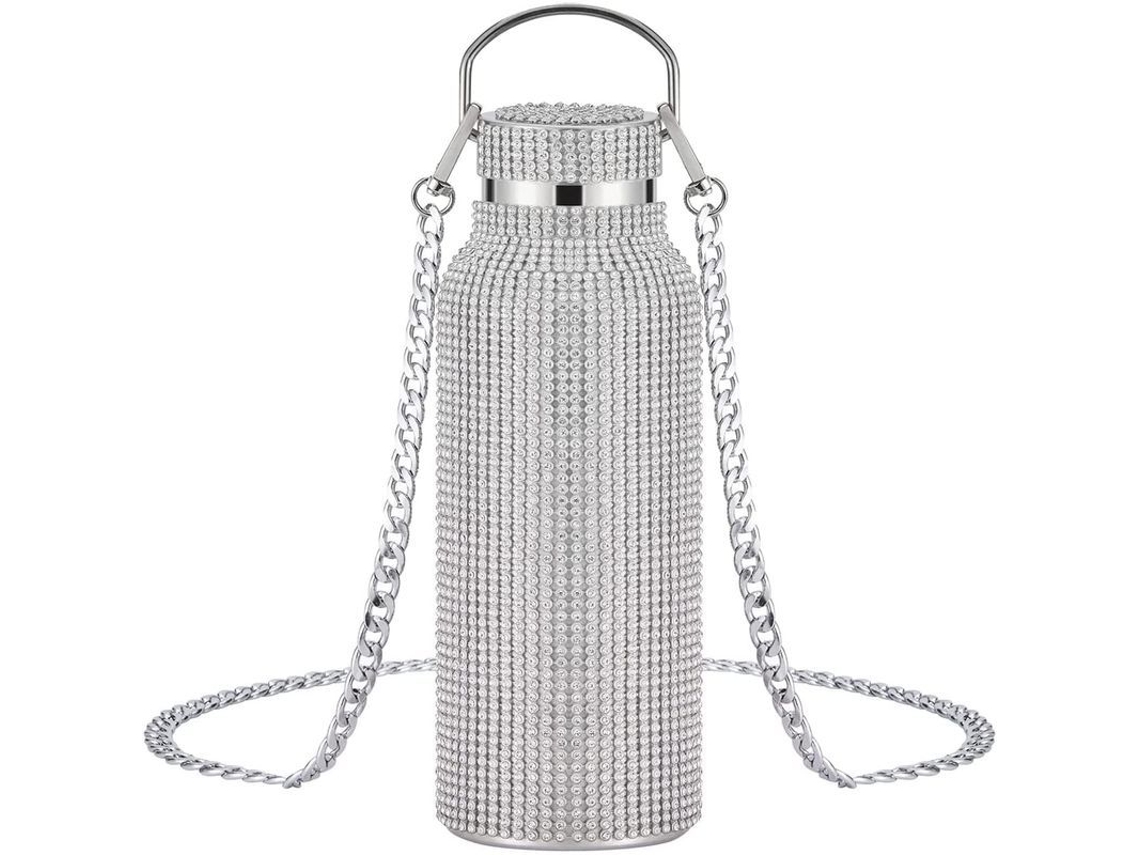 Garrafa Térmica Nova Line com Diamantes, Inox 304, com Cadeia