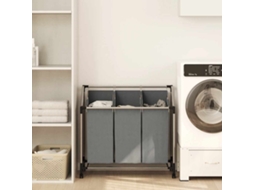 Vidaxl Cesto Para Roupa Suja Com Rodas 3 Compartimentos Cinzento