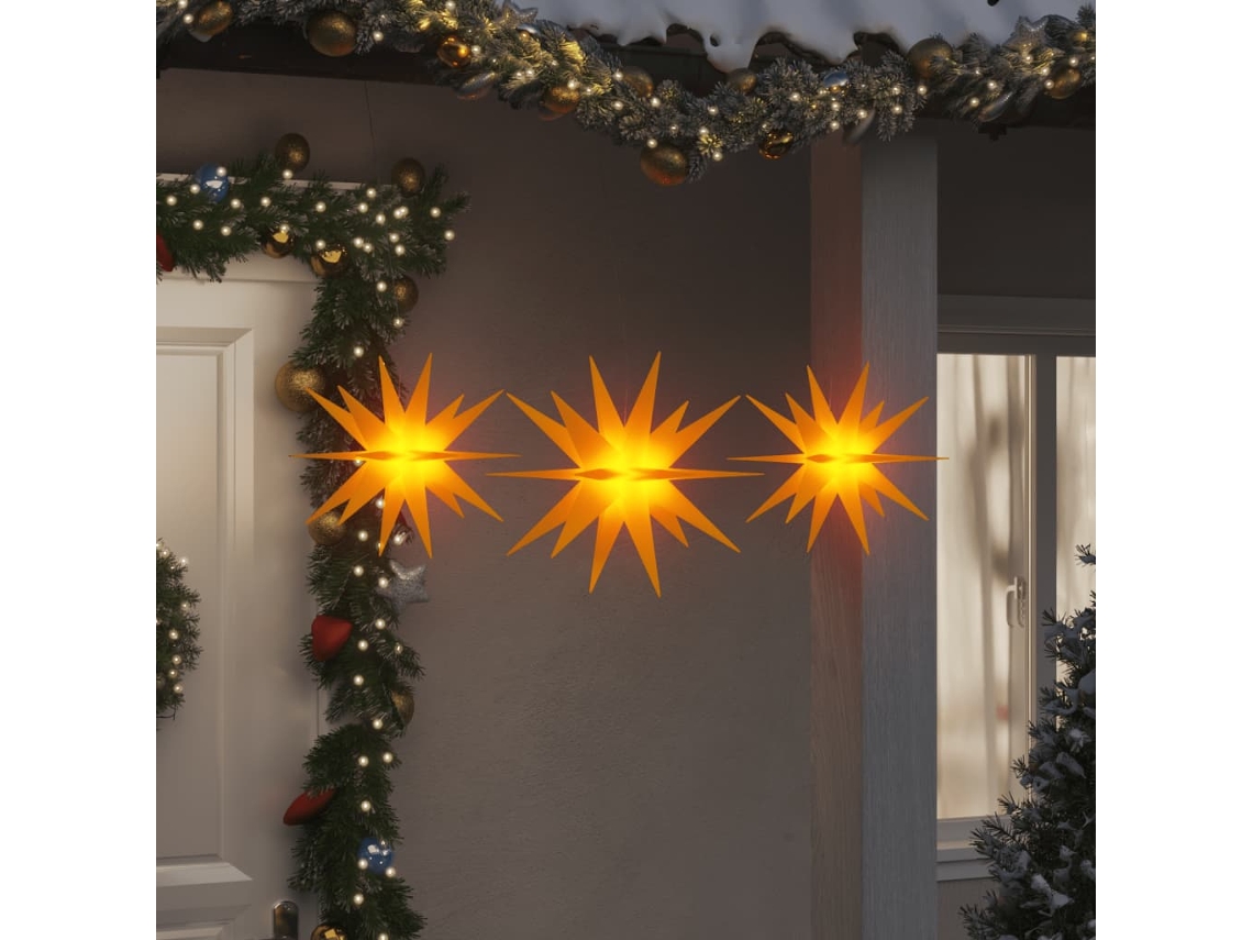 Vidaxl Luzes De Natal Com Leds 3 Pcs Dobrável Amarelo