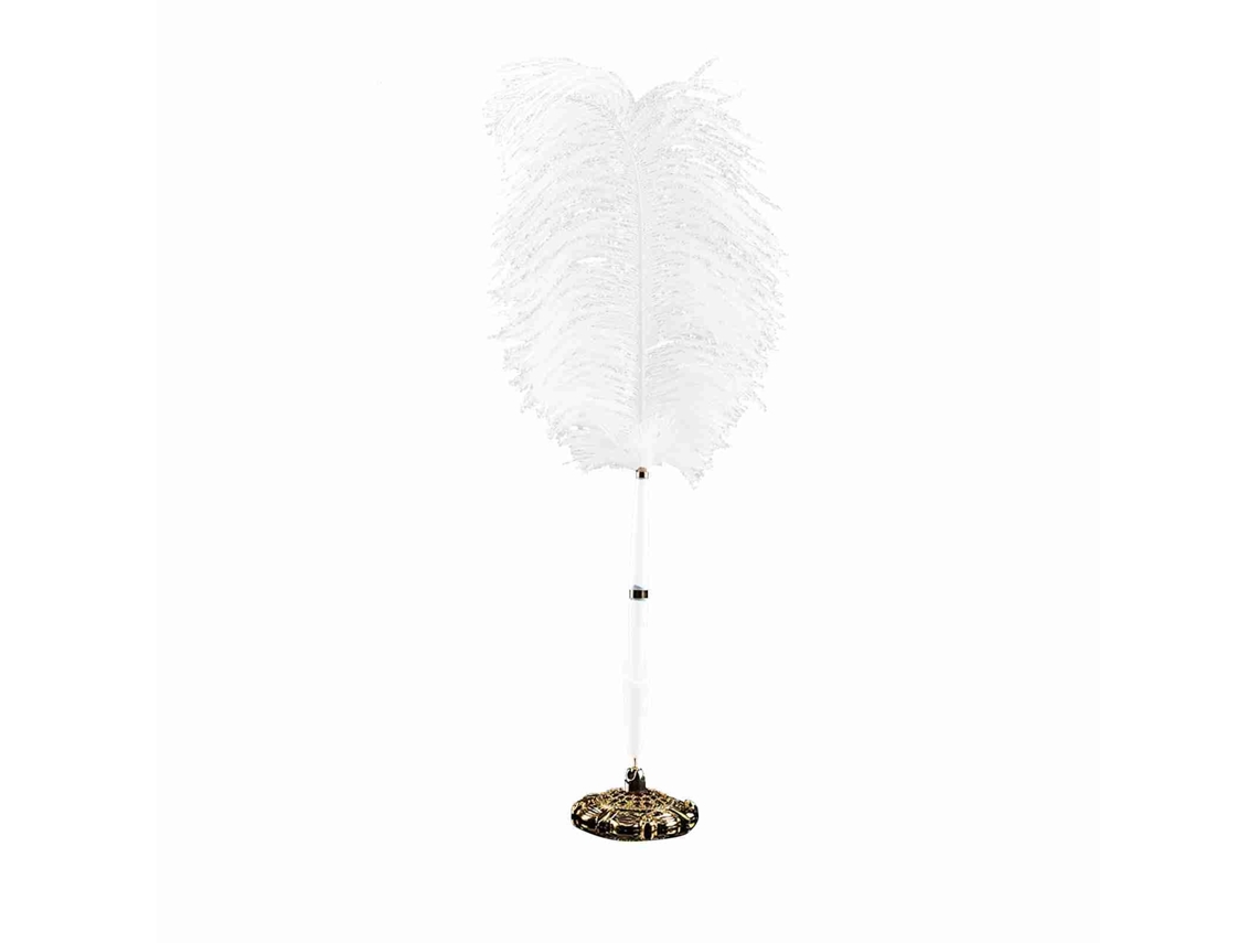 Caneta de Assinatura Pluma de Avestruz com Suporte Metal Dourado Prateado para Casamento S/MARCA