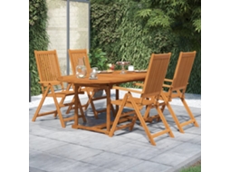 Vidaxl 5 Pcs Conjunto De Jantar Para Jardim Madeira De Acácia Maciça 120-170 Cm