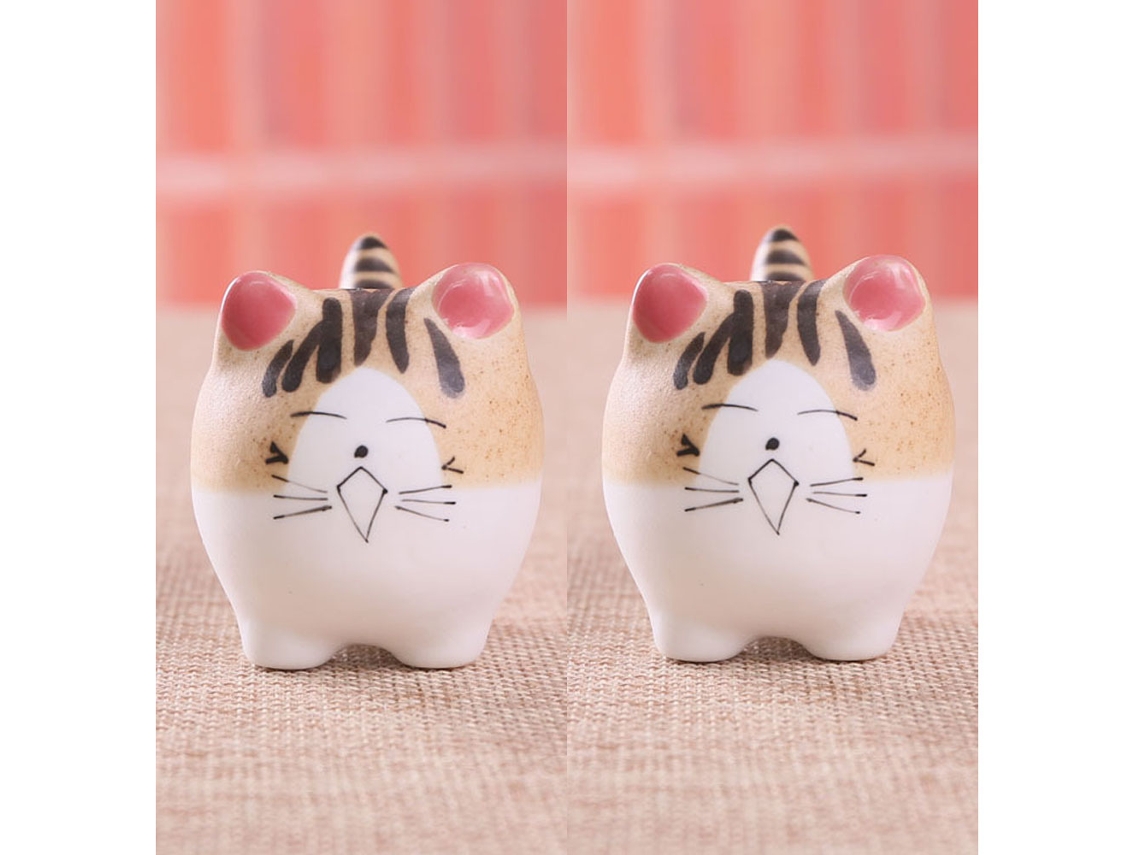 Conjunto de 2 Vasos para Suculentas em Formato Gato, com Furos de Drenagem, Vaso de Flores, H BRILVIBERA