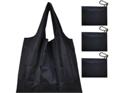 Conjunto de 3 Sacolas de Compras Reutilizáveis, Grandes e Dobráveis, Impermeáveis ​​e Laváveis, em Tecido, com Bolsa Acoplada. GOKOCO