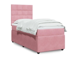 Vidaxl Cama Com Molas/colchão 90x200 Cm Veludo Rosa