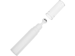 Frasco recarregável de sérum para olhos de 15ml em acrílico branco com aplicador roll-on.
