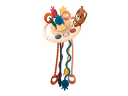 Rebe-brinquedo De Mordedor Com Corda Para Bebê Desenvolvimento Motor Habilidade Sensorial Urso Marrom Portátil